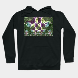 Purple and Green Abstract Checkered Design Hoodie